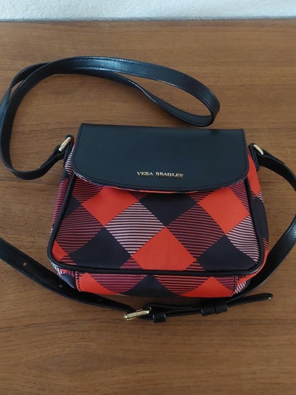 Vera Bradley Crossbody plad Punk Mini Purse Bag Womens Small Buffalo Check Red B